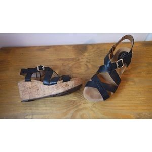 Clarks Artisan Leather Wedges W/ Cork Heel